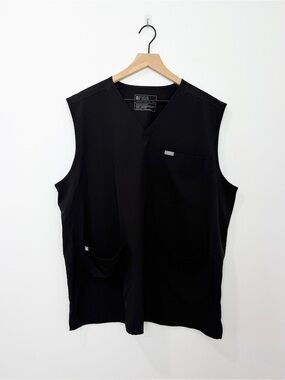 Figs V-Neck FREEx Sleeveless Scrub Smock Top Black Size XXL